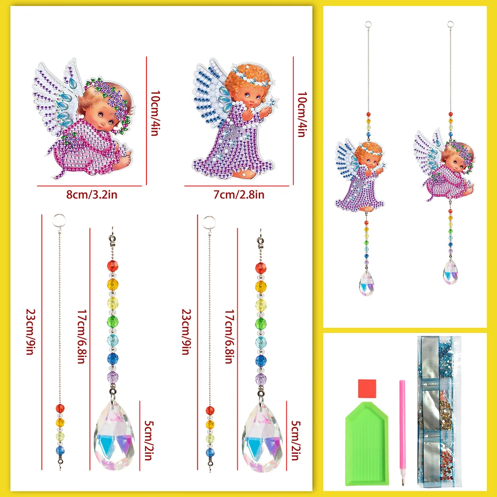 2pcs Crystal Light Catcher Diamond Painting Angel Hanging Decor(Double-Sided)