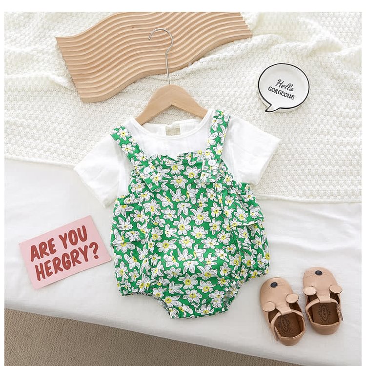 Baby Tee and Florals Bodysuit Set