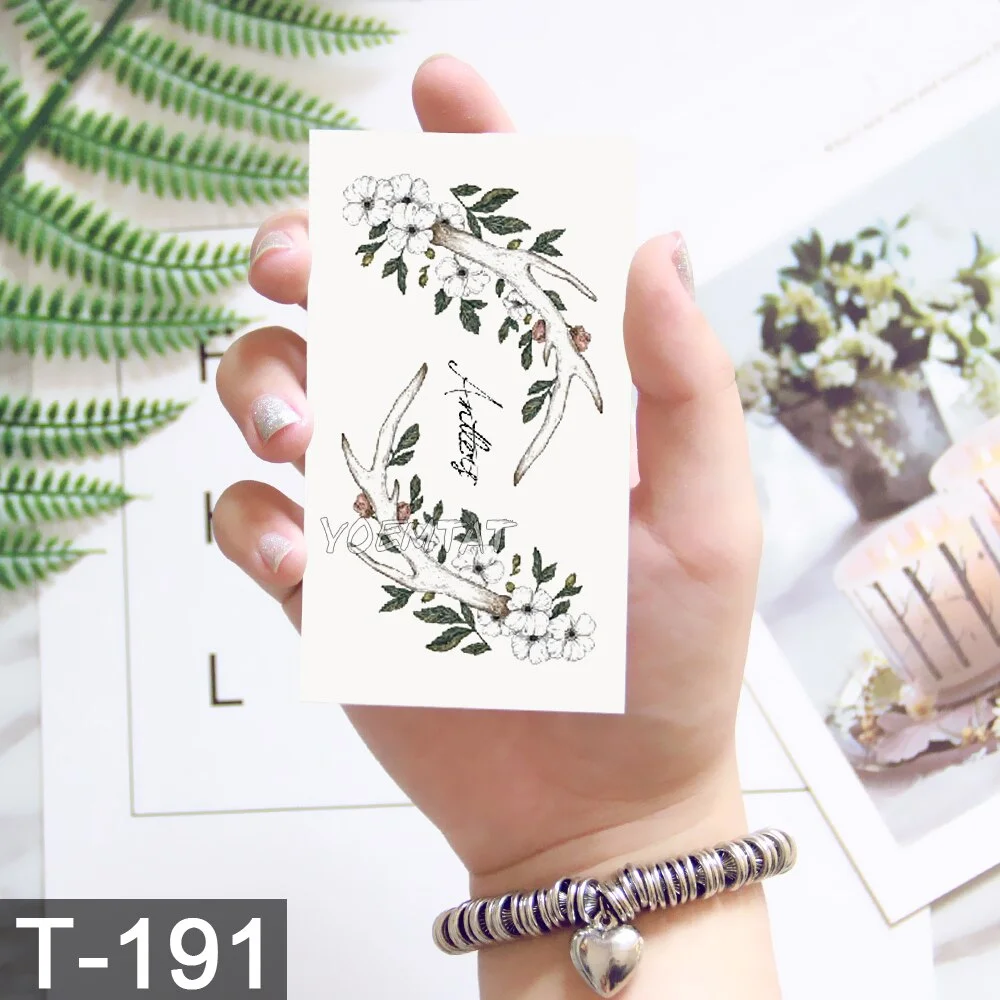 Sdrawing Temporary Tattoo Sticker Lotus Colorful Feather Leaves Butterfly Flash Tatoo Female 3D Body Art Child Fake Tatto Male