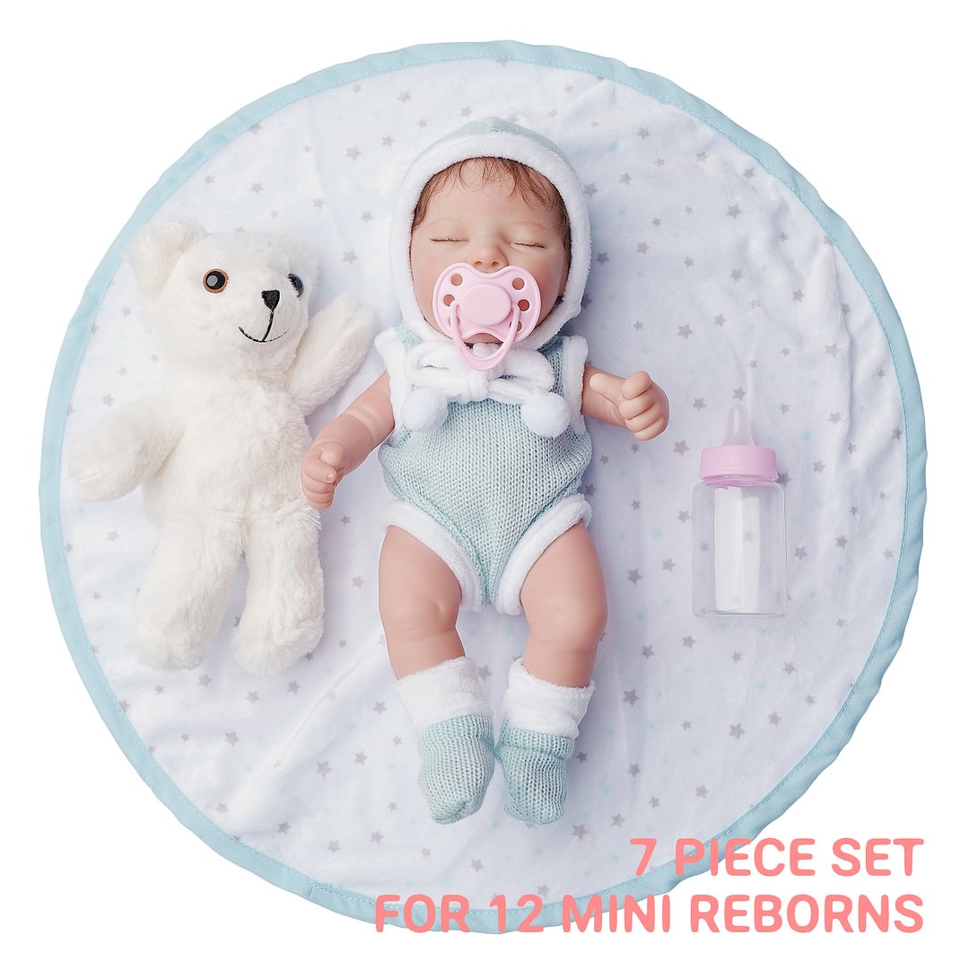[New]12 Inch Sweet Dreams Baby Reborn Essentials Baby Onesie 7 Pcs Gift Set