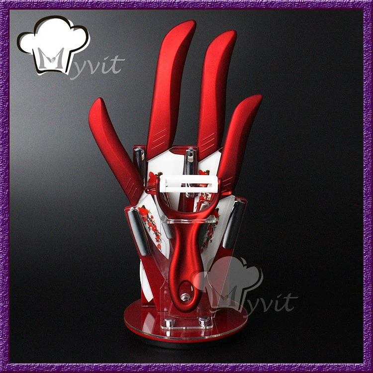 Flower print Ceramic Knife set 3" 4" 5" 6" inch ceramic Knife+ultra sharp Peeler and holder