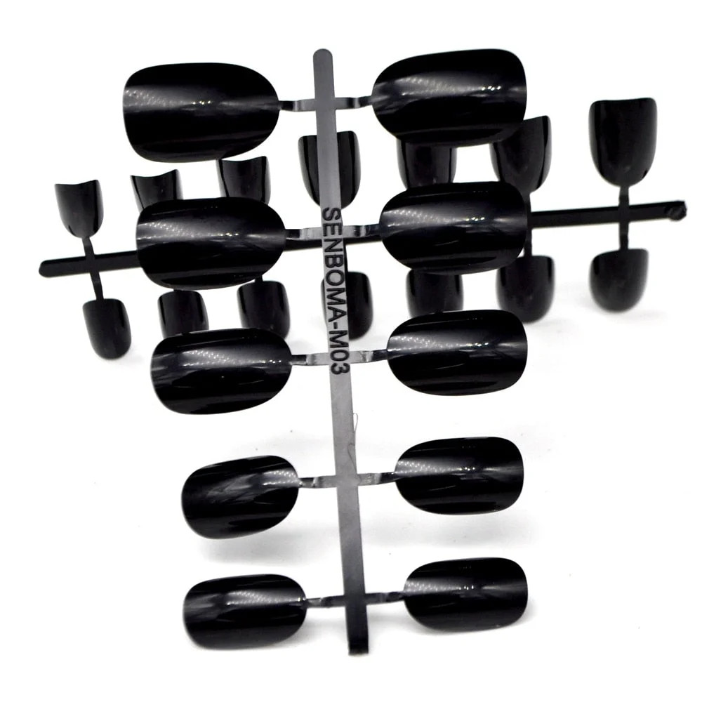 Shine Light Chocolate Color Brown 24 Pcs Sweet Candy Short Purple Red Artificial False Fake Nails Full Wrapped Tips-Nail Inspo