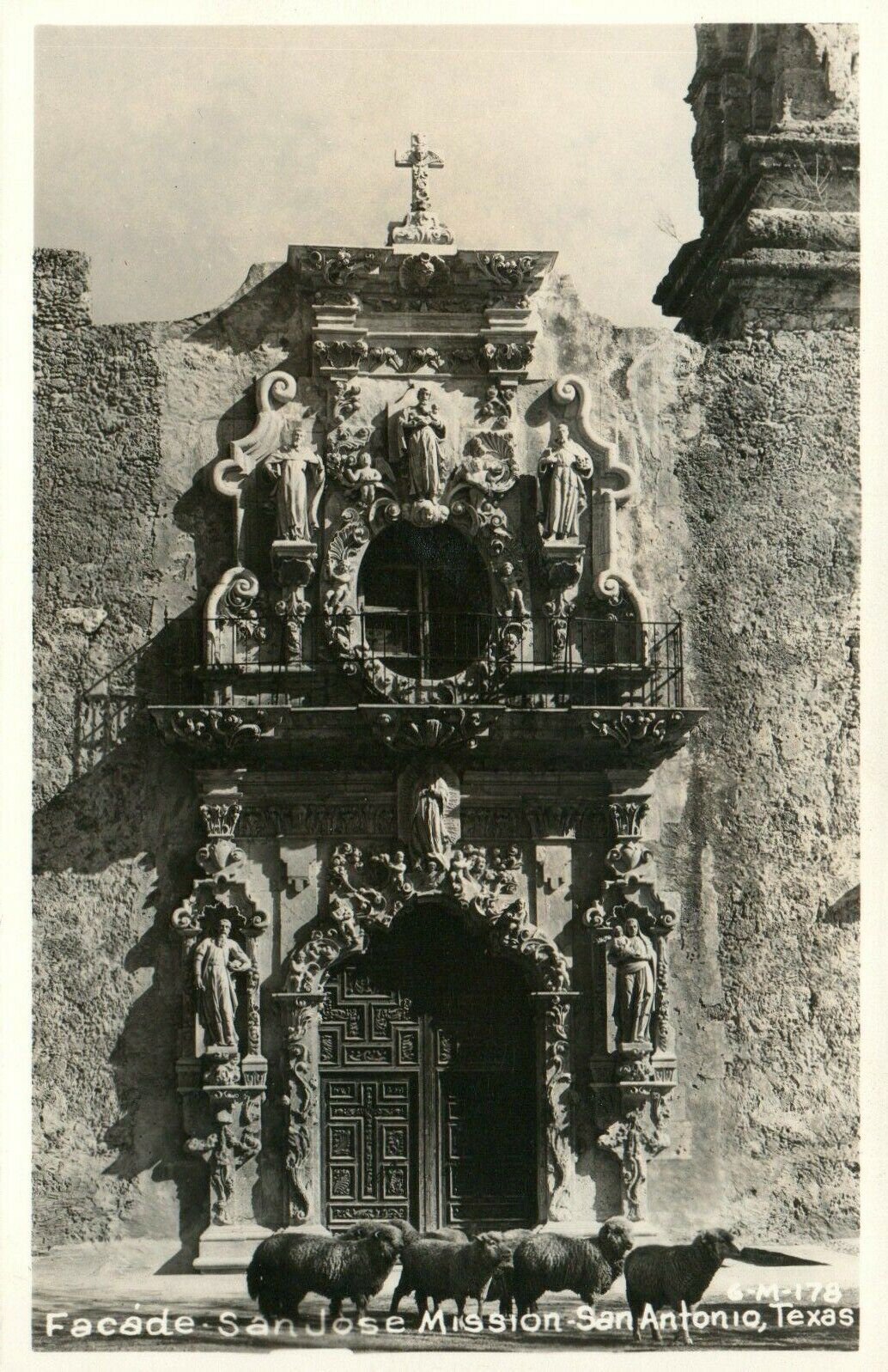 Facade San Jose Mission San Antonio Texas Real Photo Poster painting RPPC Postcard