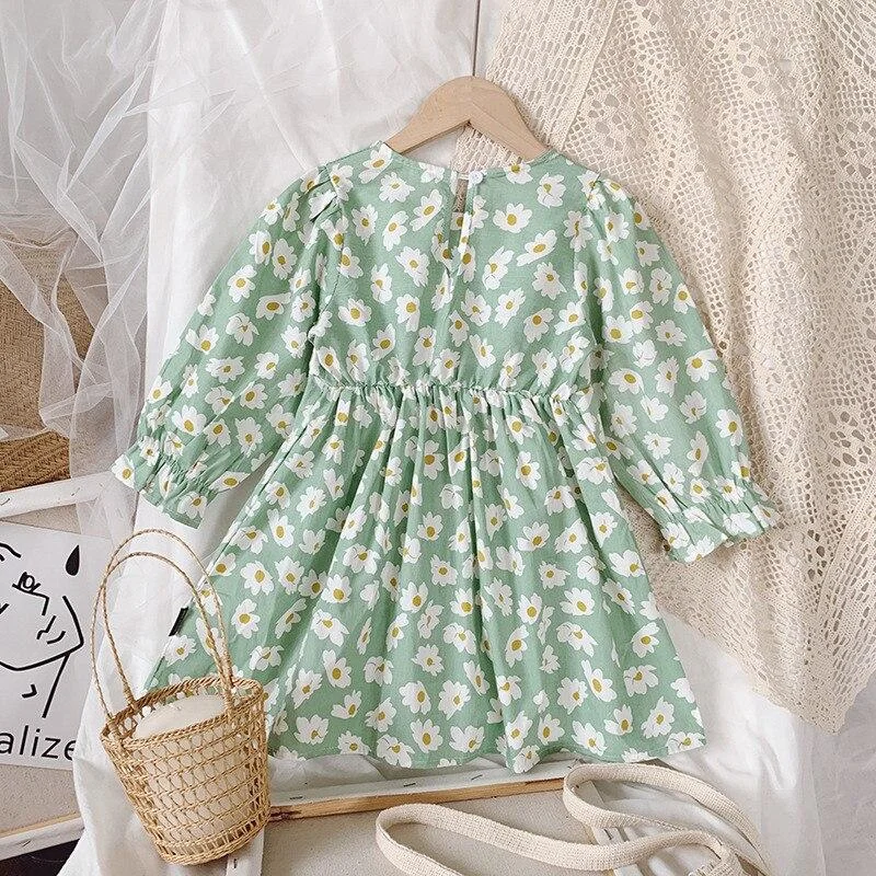 2-7T Toddler Kid Baby Girl Clothes Spring Summer Floral Dress Elegant Cute Sweet Flower Print Sundress Lovely Infant Outfit