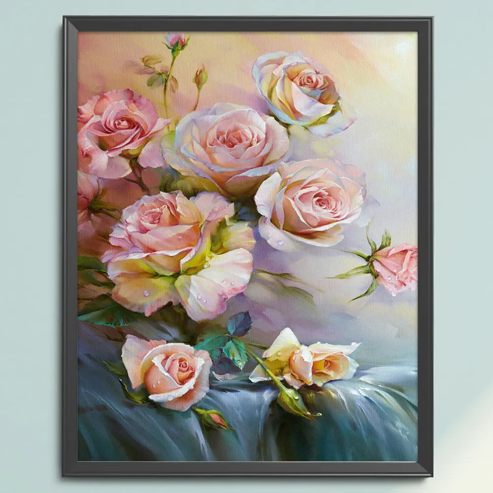 DIY Stamped Cross Stitch 11CT Full Embroidery 40*50cm - Pink Roses
