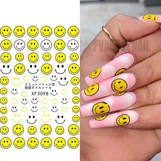 Nail Art 3D Stickers Decals Hearts Gold Manicure Nails Design Adhesive Sticker Wraps Tip Decoration-Nail Inspo