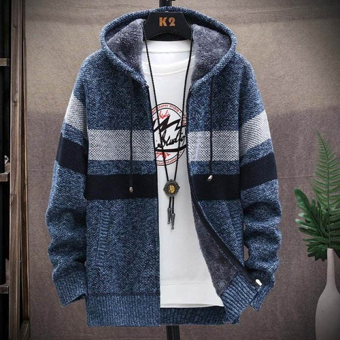 Autumn And Winter Men's Fleece Thickened Sweater Loose Long-Sleeved Sweater Coat