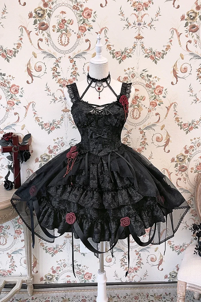 Gothic Blooding Rose JSK Dress Full Set SP17736