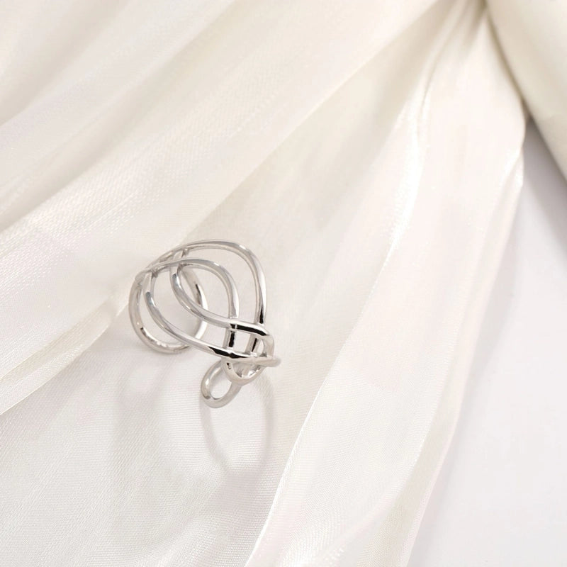 Basic Minimalist Classic Style Irregular Pentagram Lines 304 Stainless Steel Plating Open Rings