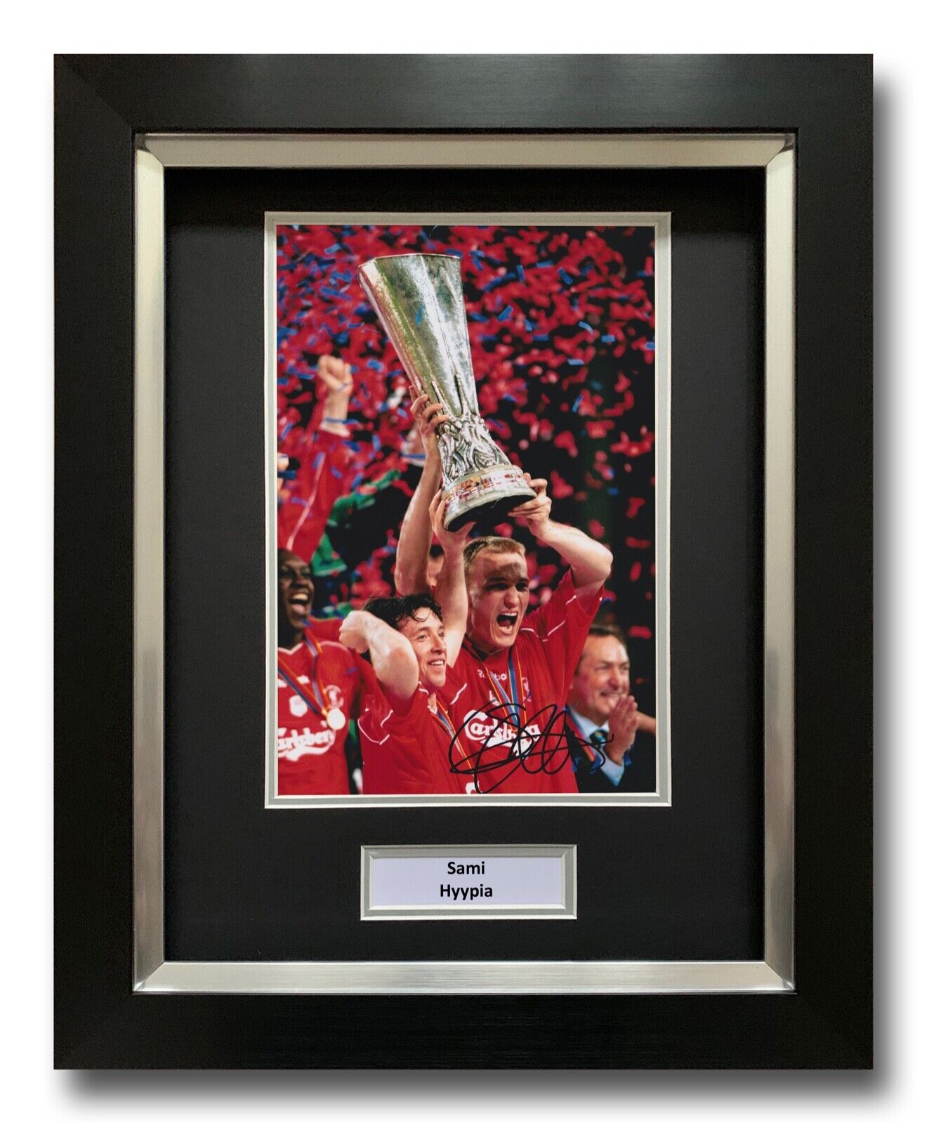 SAMI HYYPIA HAND SIGNED FRAMED Photo Poster painting DISPLAY - LIVERPOOL - AUTOGRAPH.