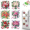 (US Local)6Pcs Acrylic Bouquet Diamond Painting Fridge Stickers for Fridge Whiteboards
