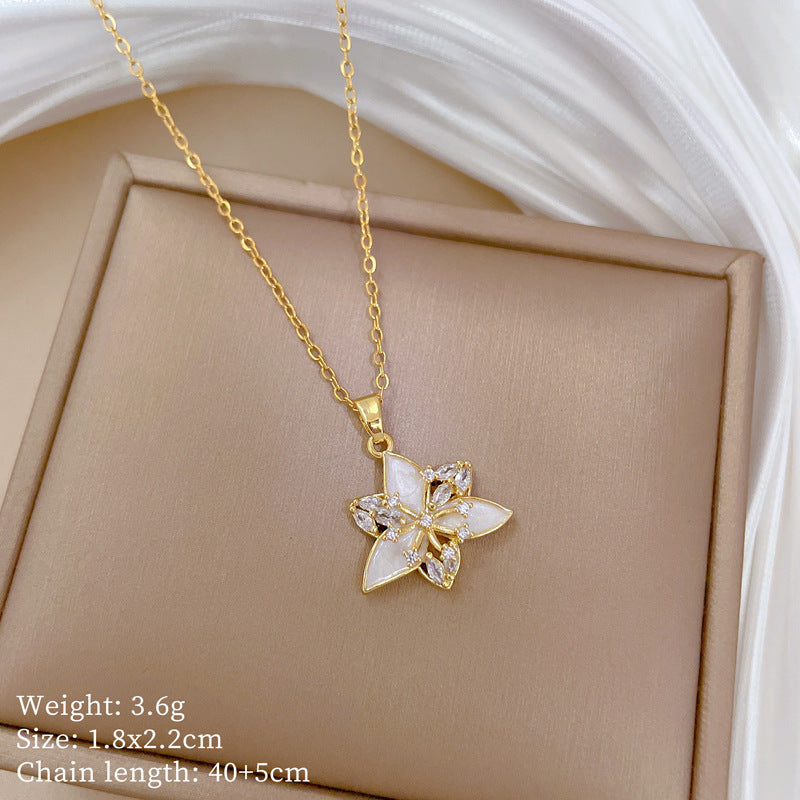 Copper Micro-Inlaid Necklace For Women Copper Micro-Inlaid Real Gold Electroplating Simple Ins Exquisite Clavicle Chain Neck Chain