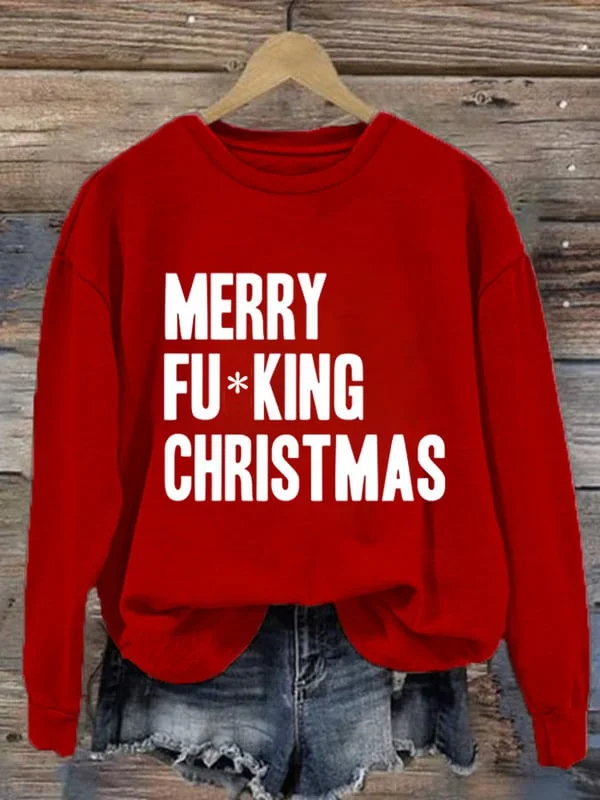 Plus Size Women's Merry Fucking Christmas Long Sleeve Sweatshirt