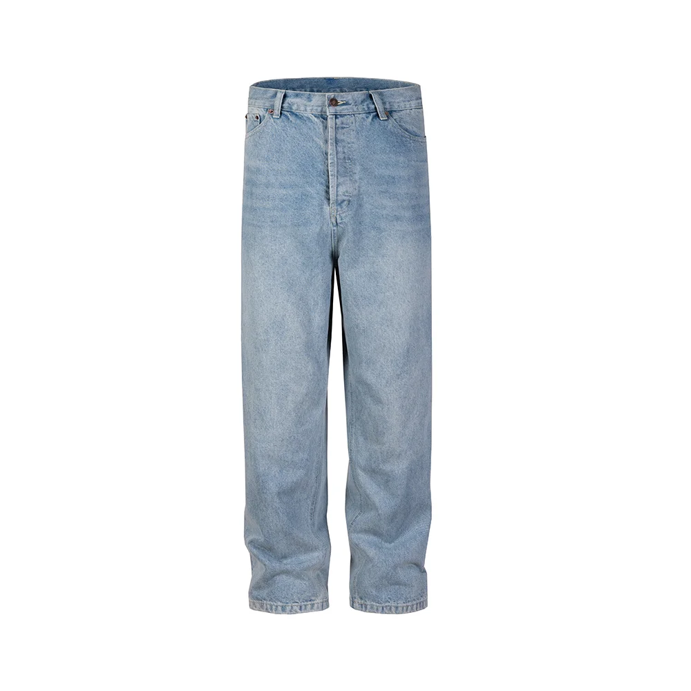 Abebey-High Street Washed Blue Wide Leg Baggy Jeans for Men and Women Straight Ropa Hombre Y2k Denim Pants Oversized Loose Trousers