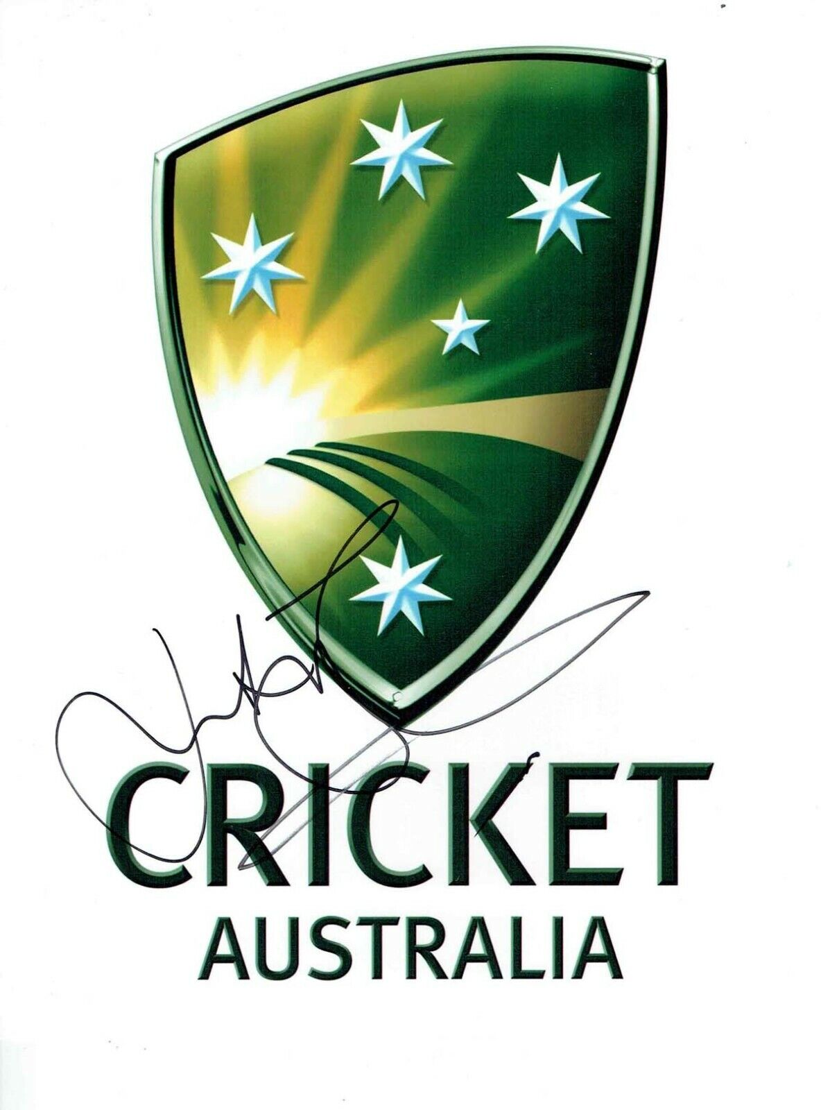 Justin LANGER Signed Autograph 10x8 Photo Poster painting AFTAL RD COA Australia CRICKET Logo