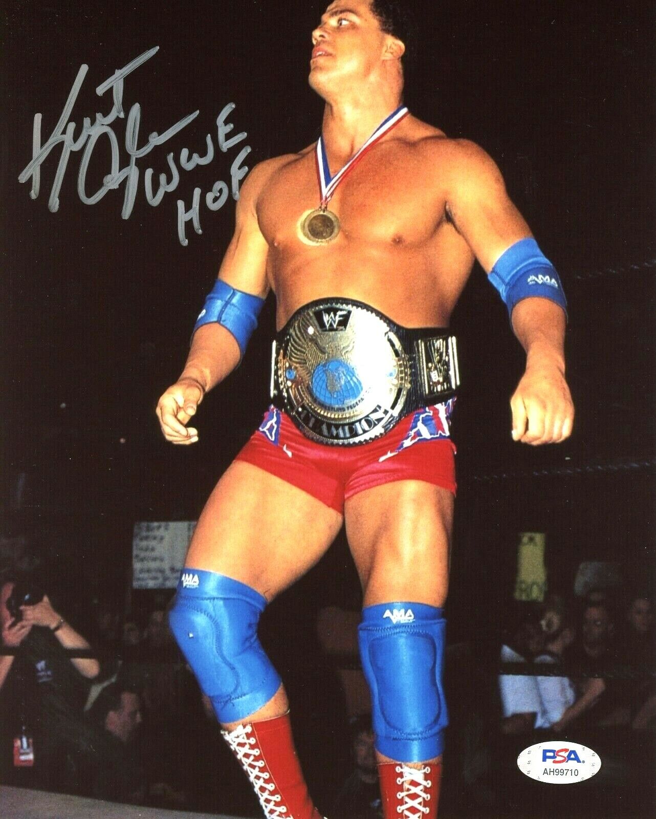 WWE KURT ANGLE HAND SIGNED AUTOGRAPHED 8X10 WRESTLING Photo Poster painting WITH PSA DNA COA 5