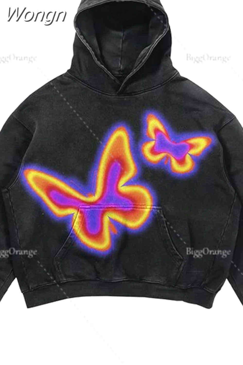 Wongn Gothic Punk Ninja Print Long Sleeve Women Hoodies Couples Hip Hop Streetwear Y2k Grunge Loose Fashion Oversized Hoodie 217-1