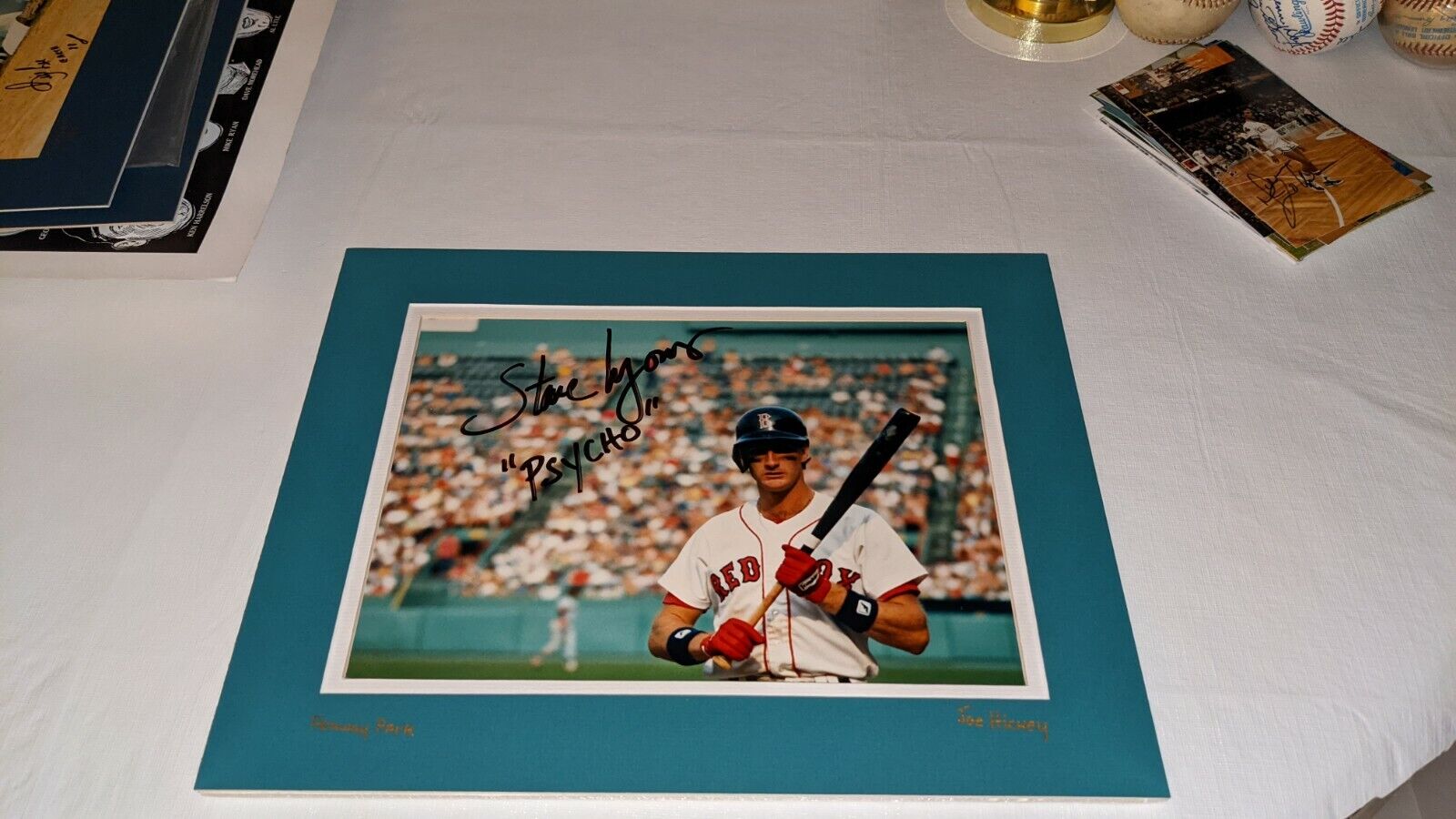 Steve Lyons Psycho Boston Red Sox Signed 8x10 Matted Photo Poster painting W/Our COA READ