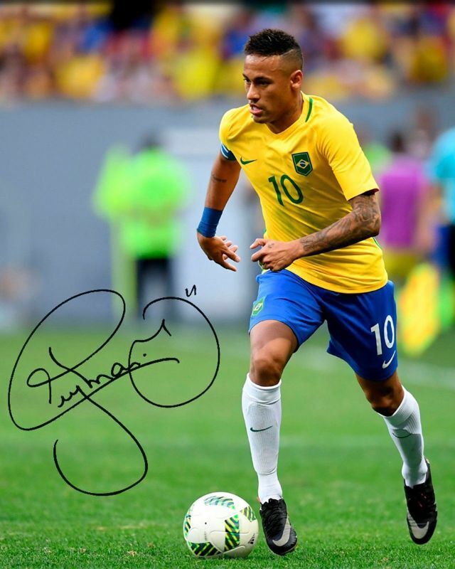 Neymar - Brazil Autograph Signed Photo Poster painting Print