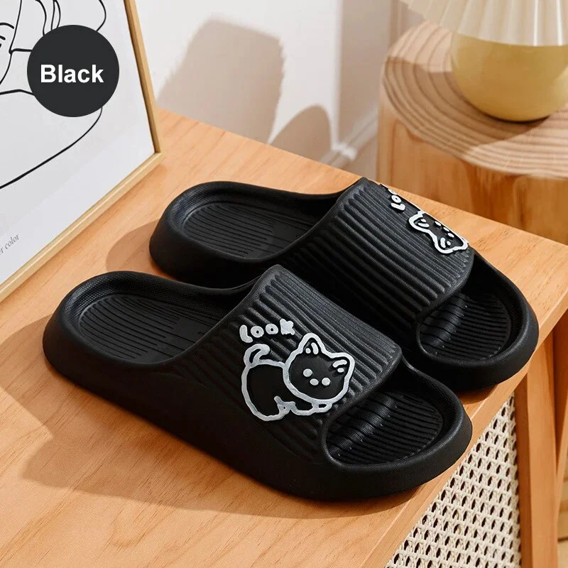 Zhungei Soft Sole Home Slippers for Women Men Thick Platform Non Slip Bath Cartoon Slippers Woman Beach Sandals Shower Flip Flops