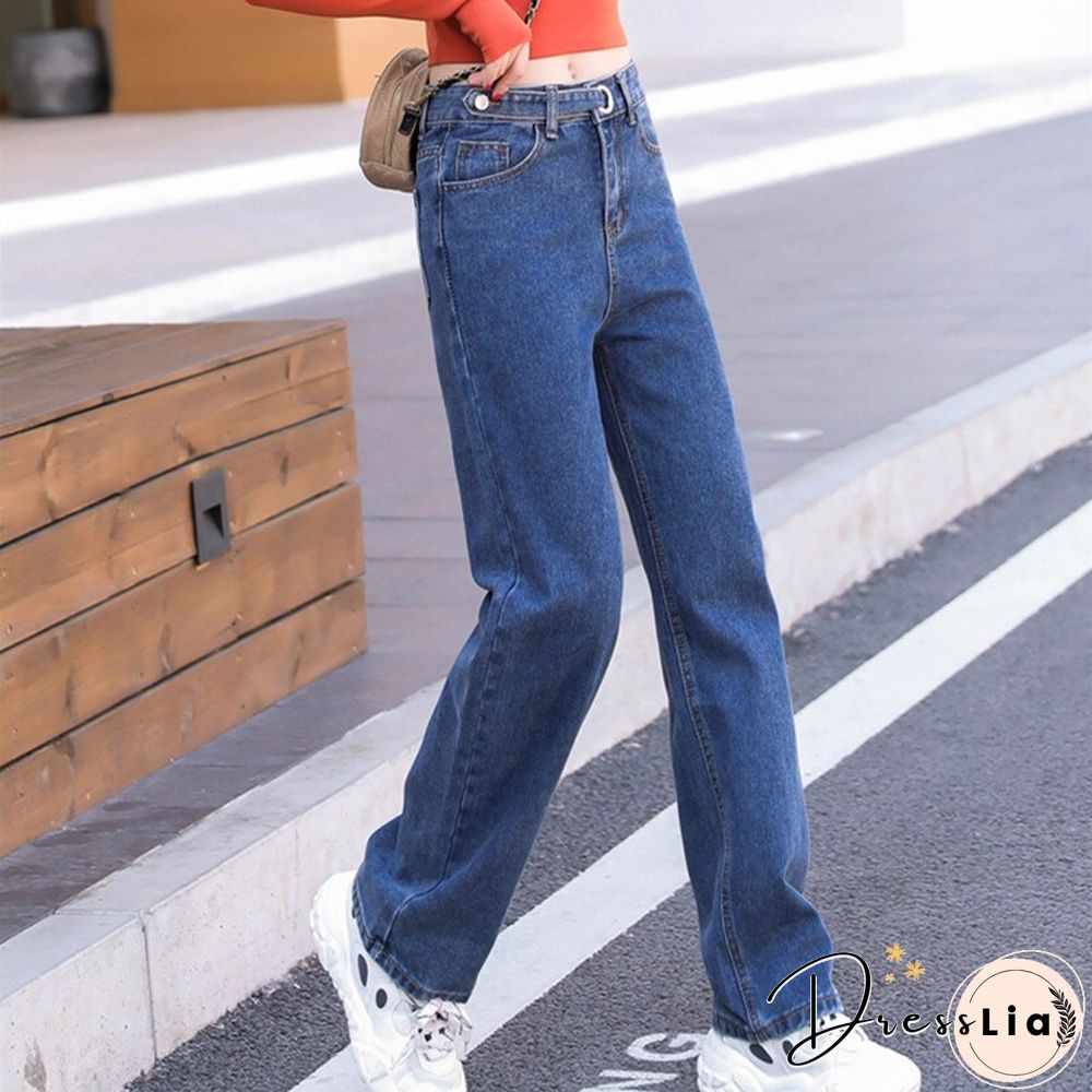 Woman Jeans High Waist Clothes Wide Leg Denim Clothing Blue Streetwear Vintage Quality Fashion Harajuku Straight Pants