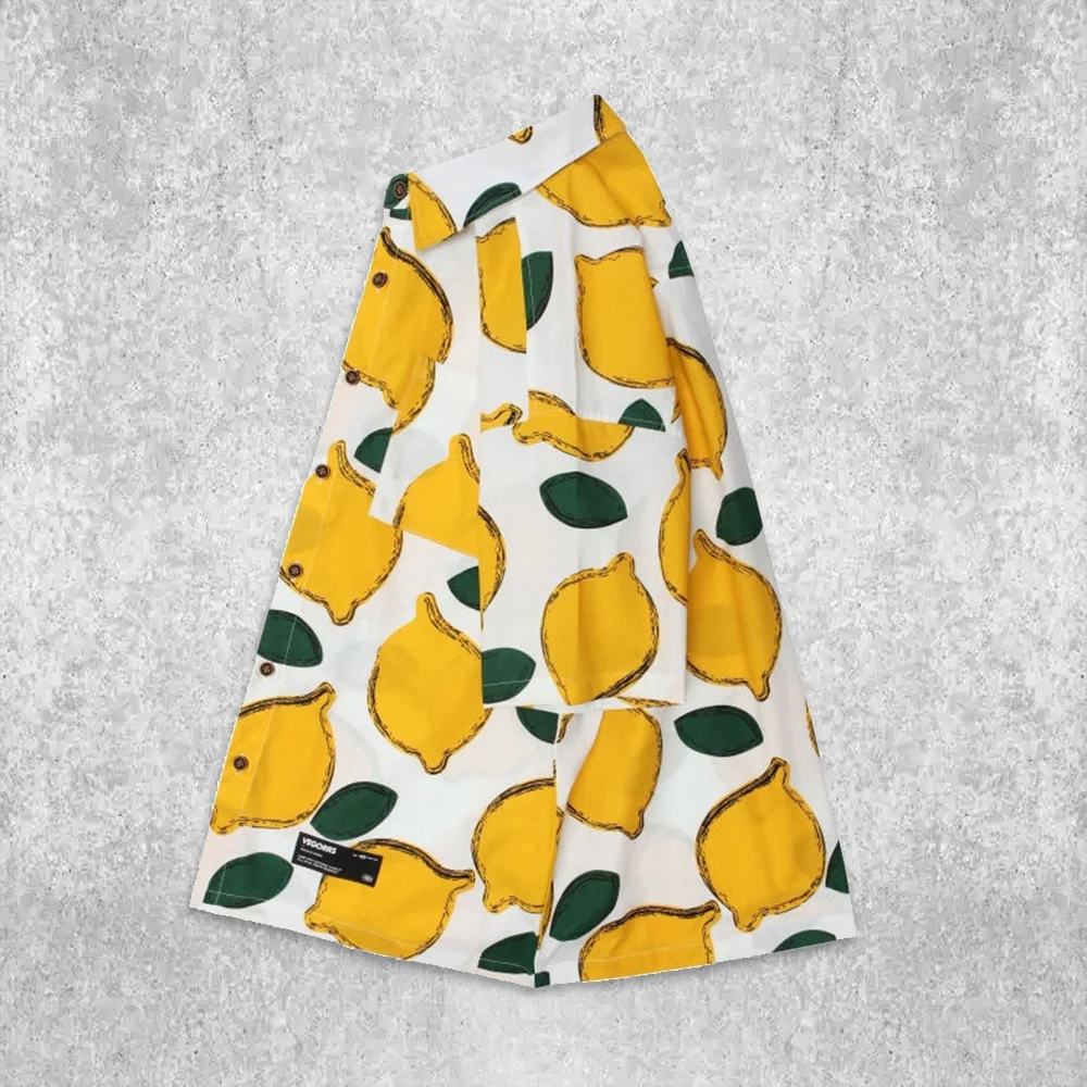 Casual Lemon Print Short Sleeve Shirt