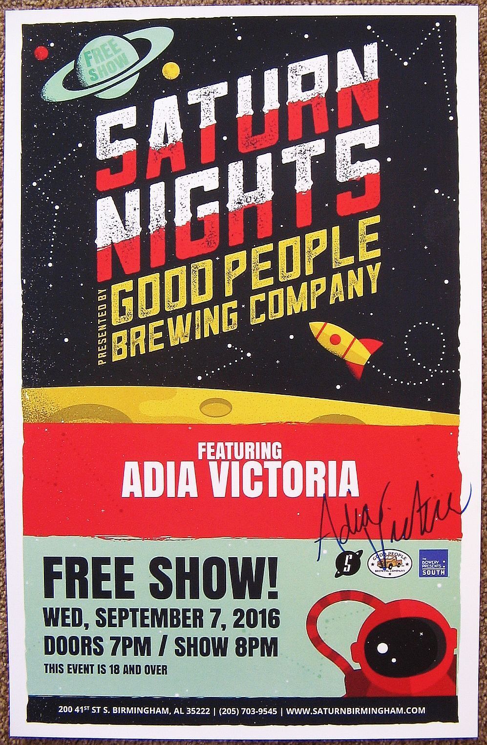 Signed ADIA VICTORIA Gig POSTER In-Person Autograph Concert