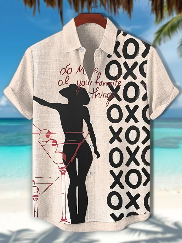 Men's Martini Woman Art Print Casual Shirt