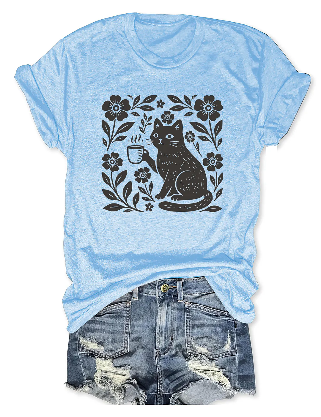 Boho Cat Coffee Lover T-shirt