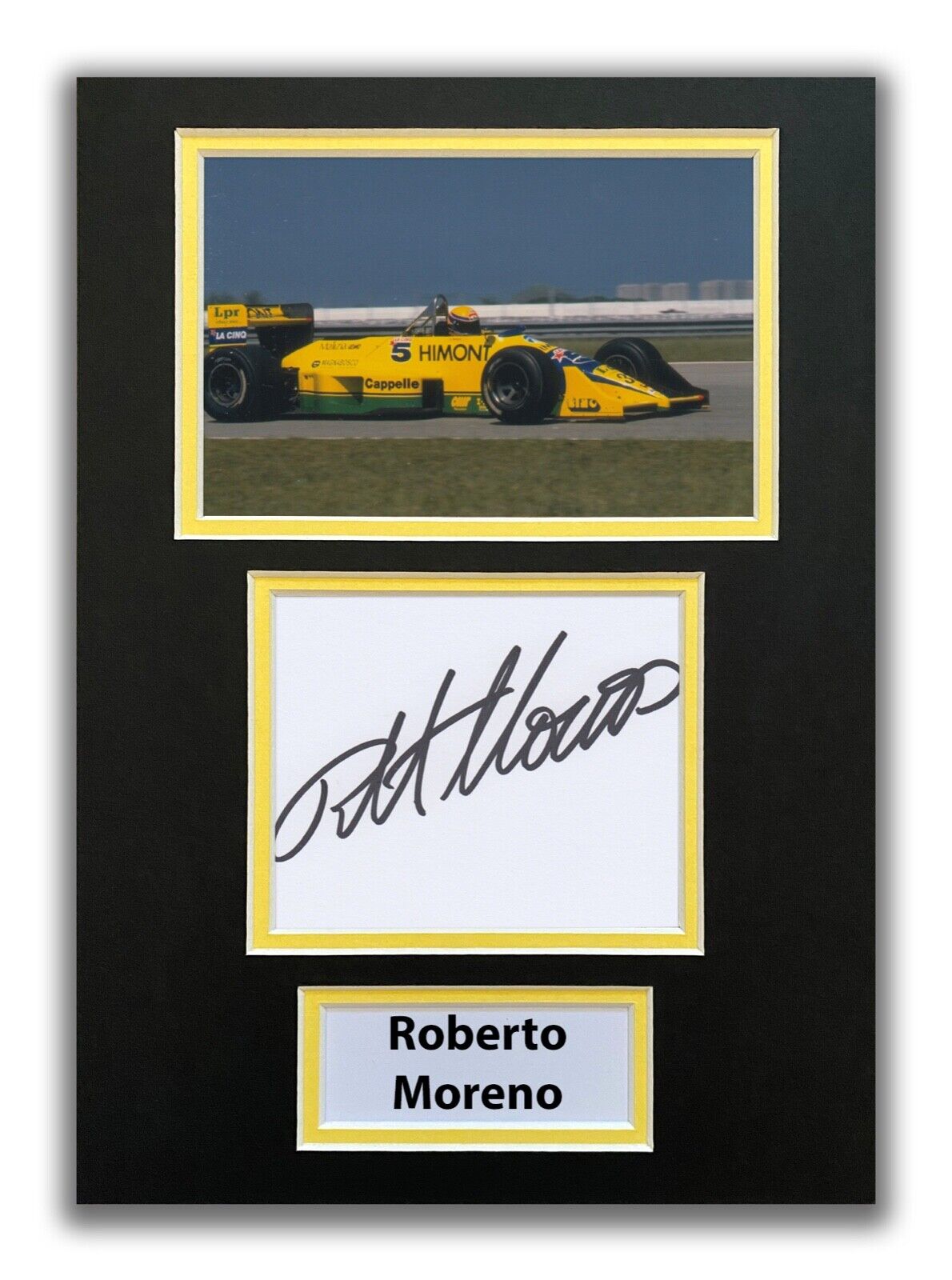 ROBERTO MORENO HAND SIGNED A4 MOUNTED Photo Poster painting DISPLAY - FORMULA 1 - F1 AUTOGRAPH 1