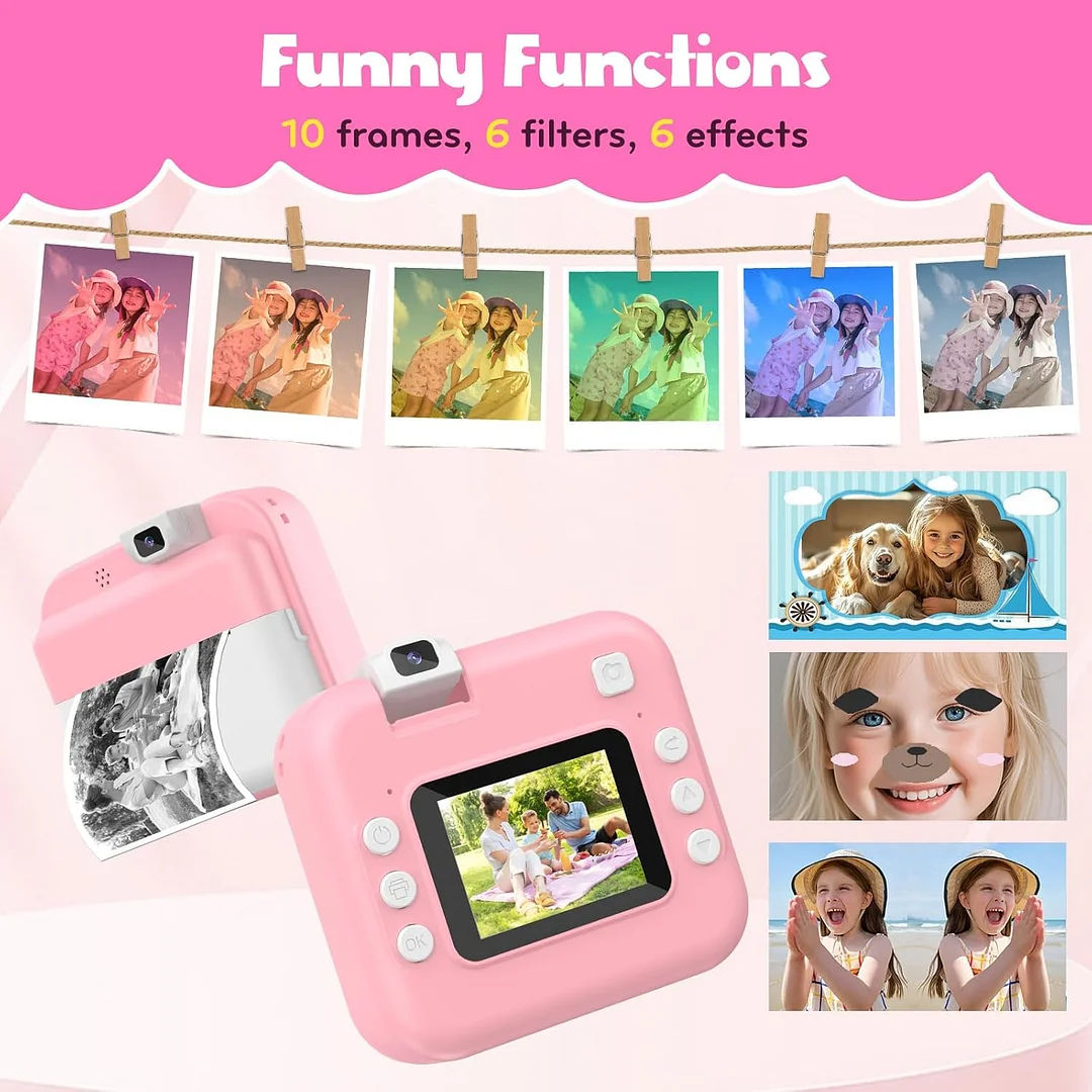 BEBANG Kids Camera Instant, Front Rear Dual Selfie Kids Digital Camera with 1080P Videos, Holiday Birthday Gifts for Kids