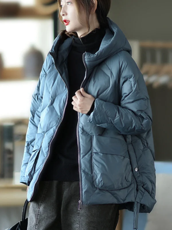 Original Solid Hooded Cotton-Padded Coat