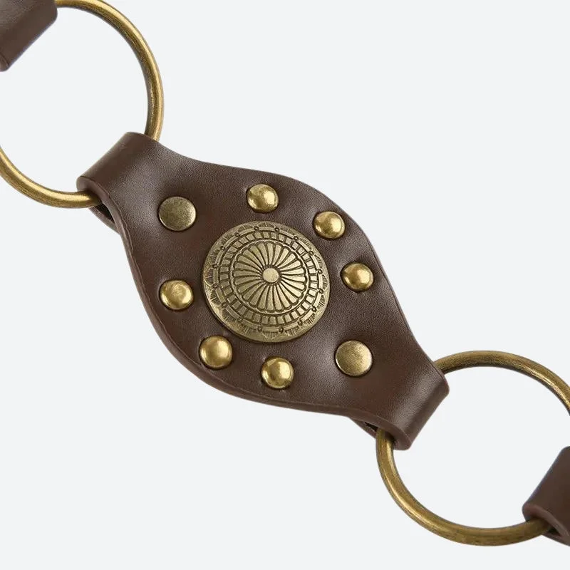 Brownm Ethnic Designed Buckle Belt