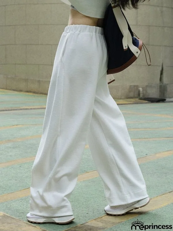 Casual Wide Leg Loose Solid Color Pants