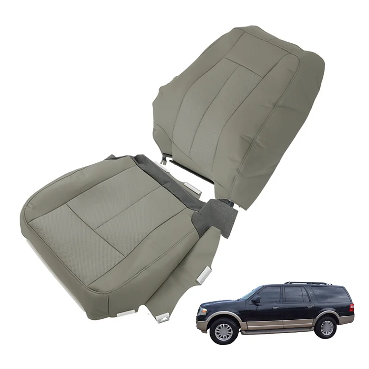 SEBLAFF Seat Cover Driver Gray Leather Bottom and Top 2Pcs Replacement for 2007-2014 Expedition Sport Utility 4-Door