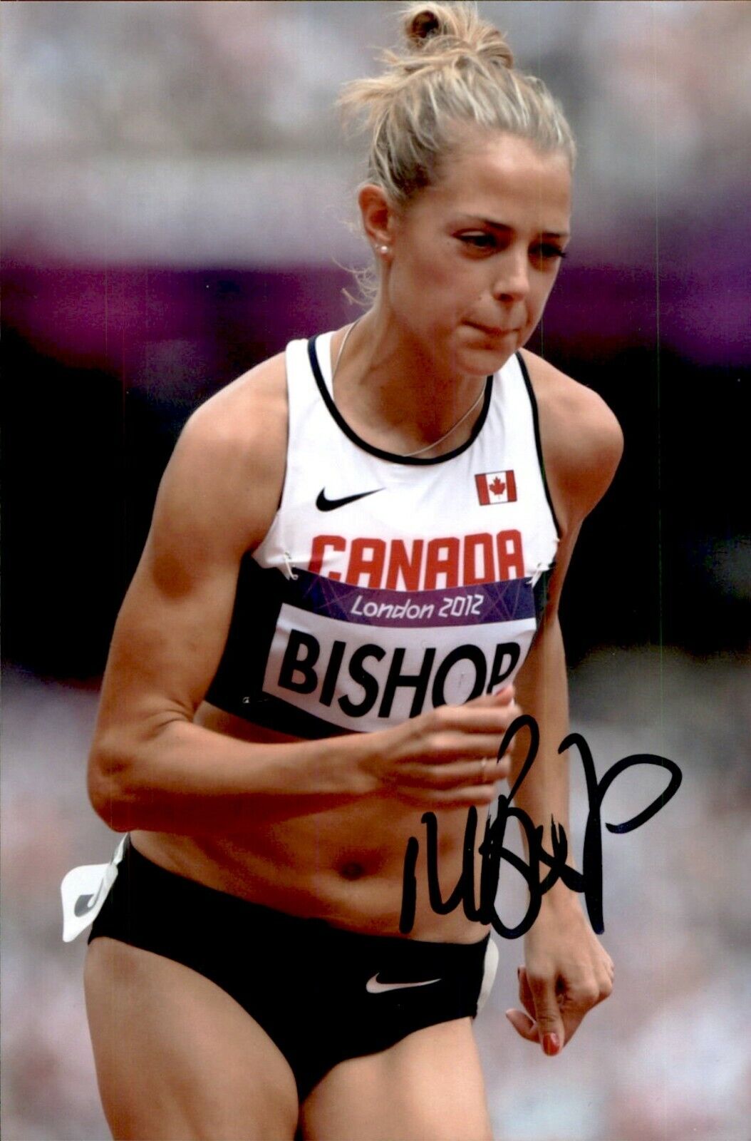 Melissa Bishop-Nriagu SIGNED 4x6 Photo Poster painting RUNNING LONDON RIO OLYMPICS TEAM CANADA 4