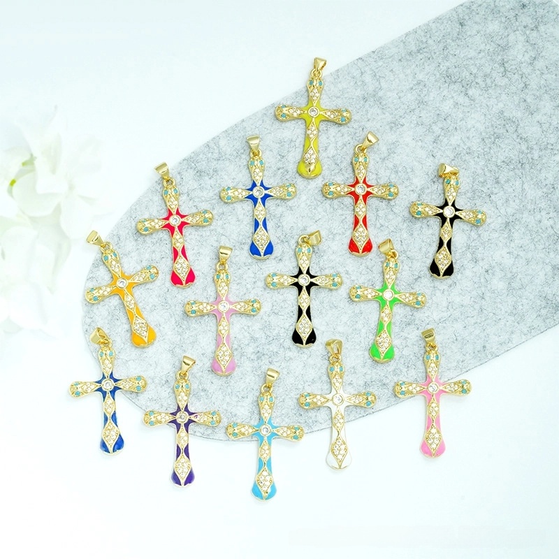 1 Piece Copper Rhinestones Cross Pendant