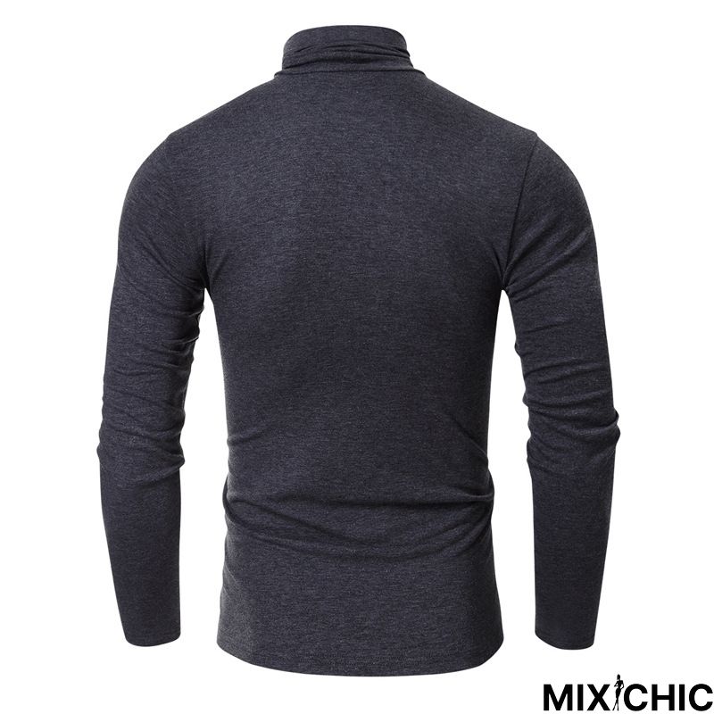 High Collar Bottom Shirt Long Sleeve T-Shirt Slim Man
