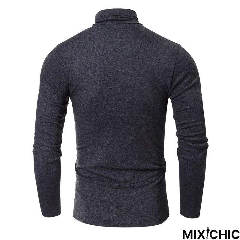 High Collar Bottom Shirt Long Sleeve T-Shirt Slim Man