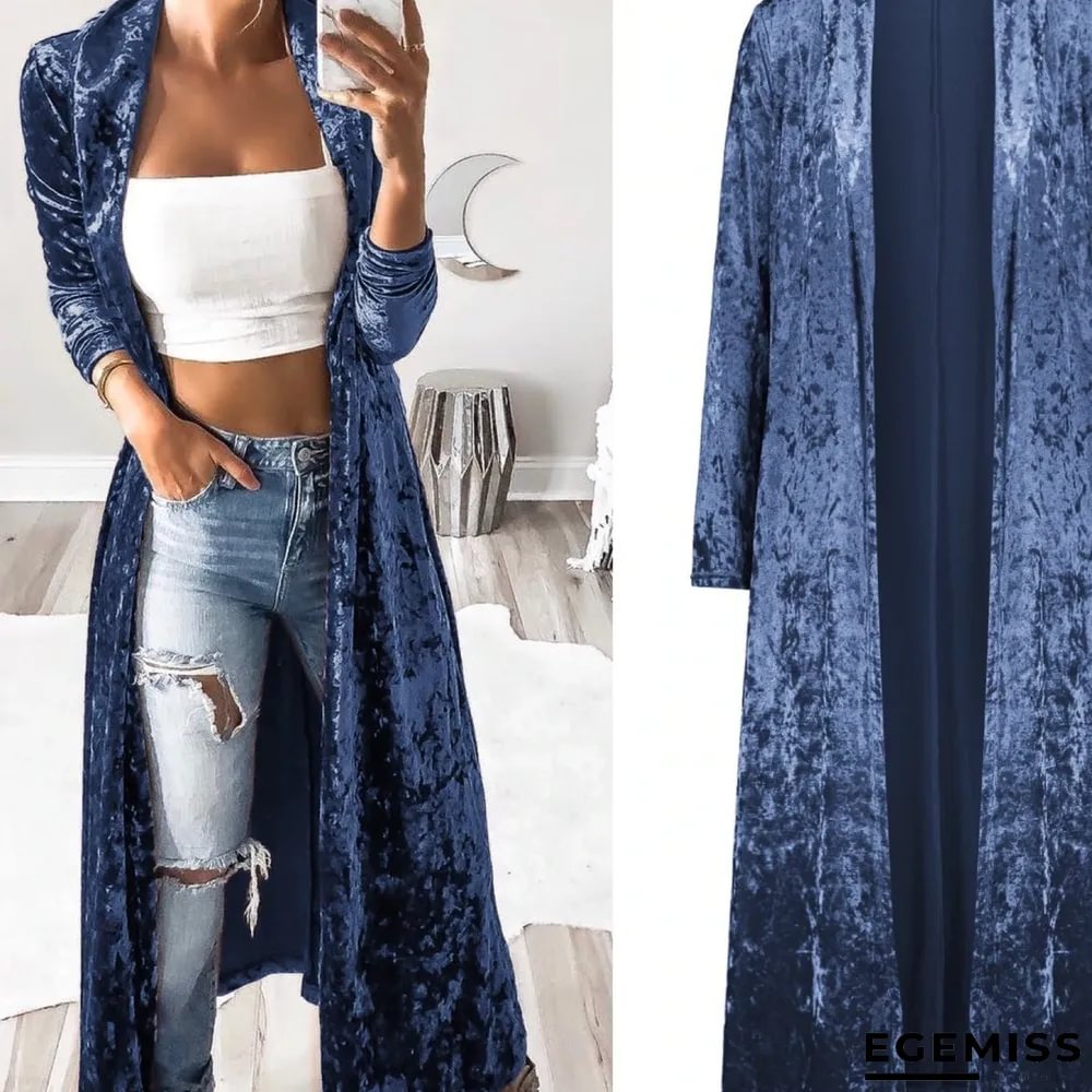 Long Sleeve Velvet Windbreaker Cardigan Coat | EGEMISS