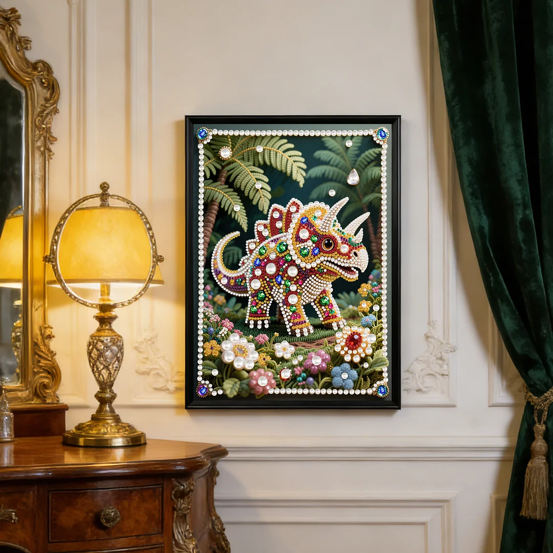 Rhinoceros Special Shaped 5D DIY Partial Drill Pearl Gem Diamond Art Painting Kit for Adults Beginners Home Decor Art Craft Pearl Diamond Painting 30x40cm