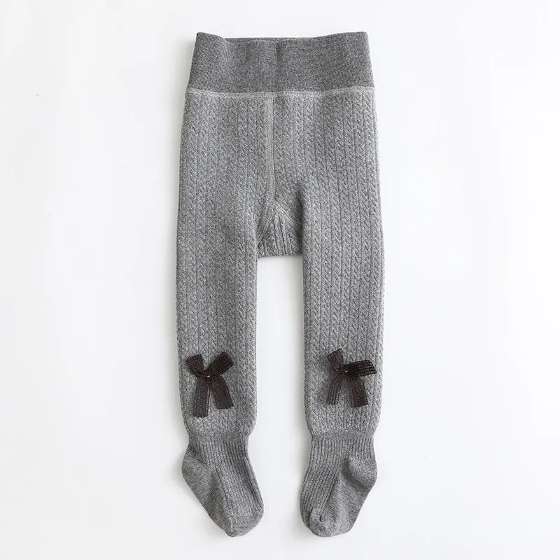 1 to 12 Years Super Warm Tights In Winter Cute Bowknot Kids Pantyhose With Fleece Inside Thicken Kids Pantyhose For Baby