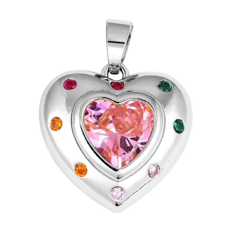 1 Piece 18.5*13.3MM Copper Zircon Geometric Heart Shape Flower Polished Pendant Jewelry Accessories