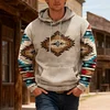 💥 2025 Hot Sale!Men's Ethnic Graphic Hoodie, Tribal Print, Casual 3D Sweatshirt, Vacation Wear, Street Style Sweatshirt