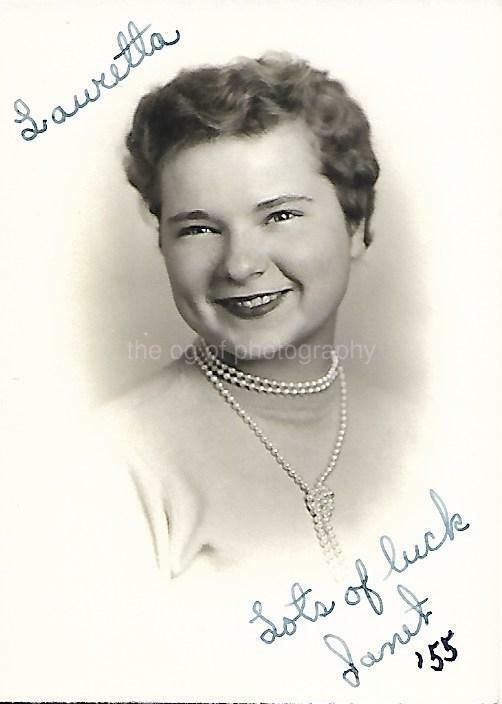 Found Photo Poster painting bw 1950's HIGH SCHOOL GIRL Original Portrait YOUNG WOMAN 15 28 U