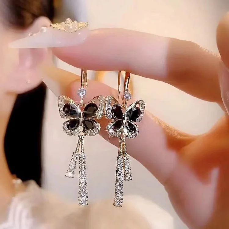 🦋Crystal Butterfly Tassel Earrings