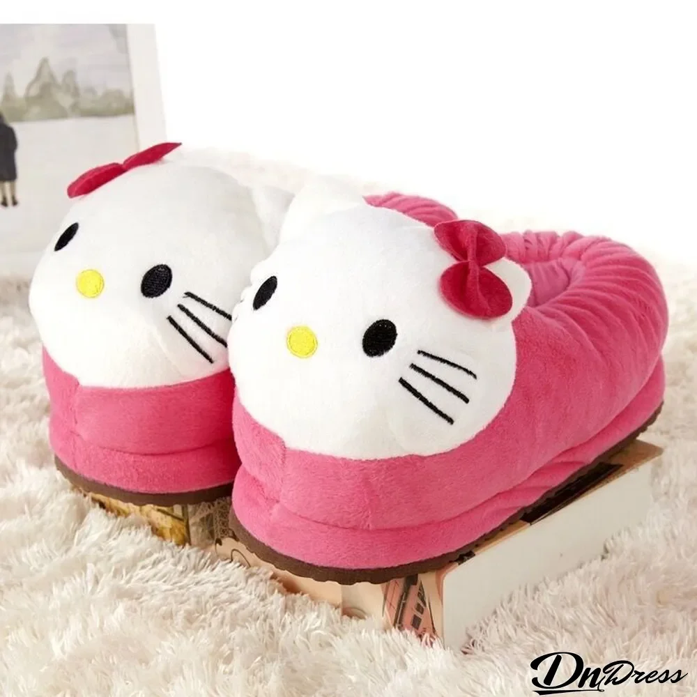 Cute KT Cat Home Warm Plush Slippers