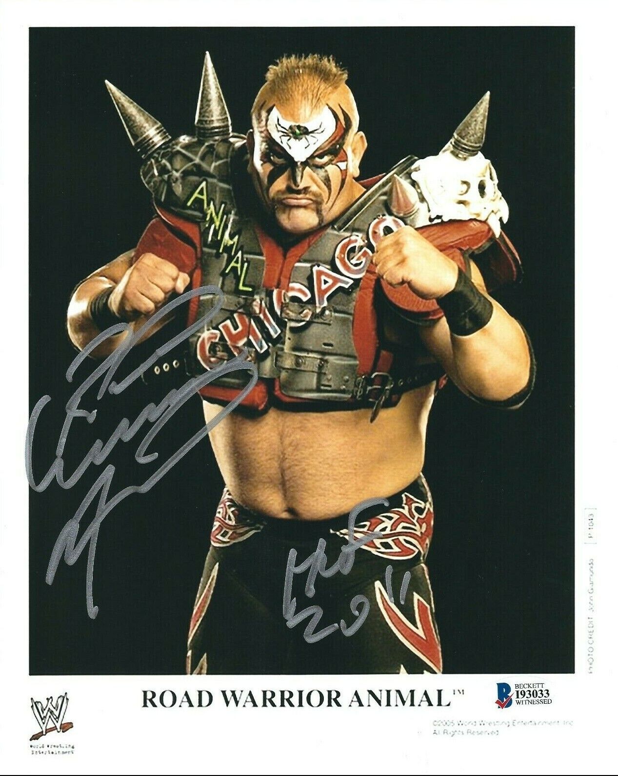 Road Warrior Animal Signed 8x10 Photo Poster painting HOF 2011