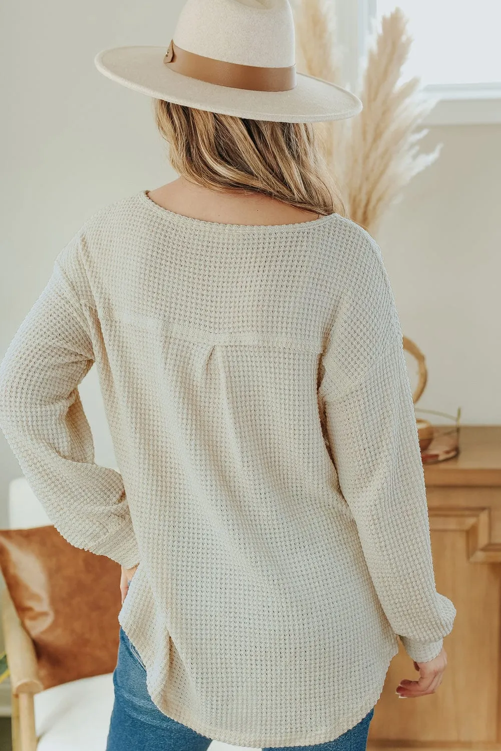Everyday Waffle Knit Henley Top