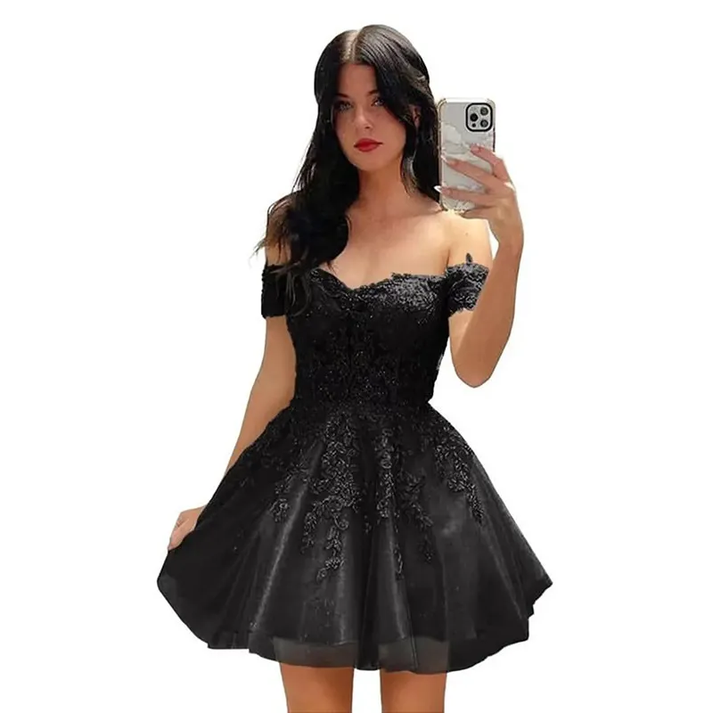 Brownm Brownm Women's Prom Evening Dress Short A Swing 2025 New Cocktail Party Shoulder Princess Dress